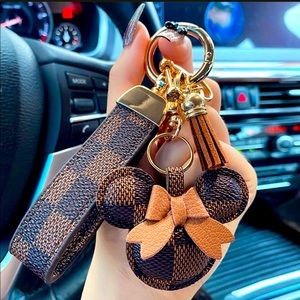 Designer look Minnie keychain wristlet